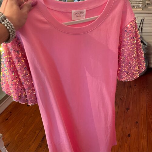 Pink Sequin Sleeve Shirt/ Dress