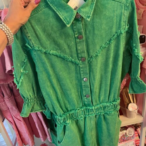 Green Washed Twill Romper