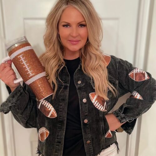 Brown Crystal Football "Blinged Out" 40 oz. Tumbler