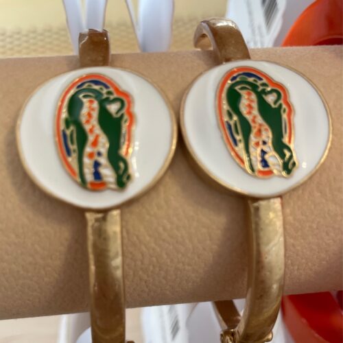 Florida Gators Enamel Statement Hinge Bangle in White