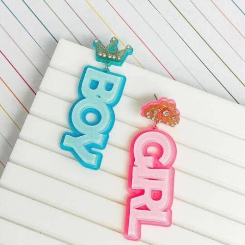 Gender Reveal Boy or Girl Dangle Earrings