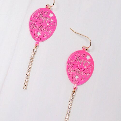 Happy Birthday Balloon Earring HOT PINK