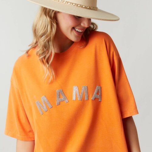Embellished Mama Patch Tee (Orange)