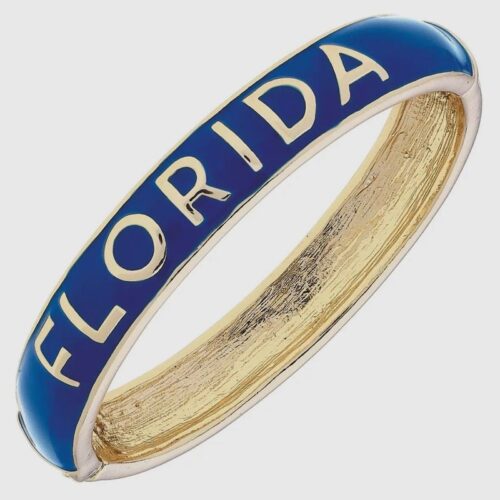 Blue Gators: Gators Sculpted Enamel Checkered Hinge Bangle