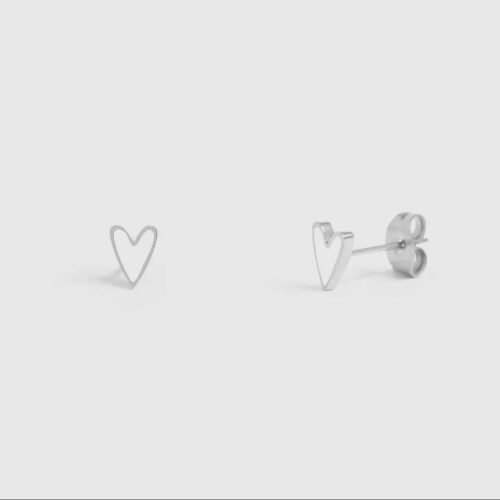 18K Gold Pvd Stainless Steel White Heart Stud Earrings