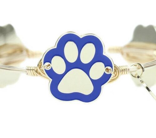 THE BLUE + GOLD PAW PRINT BANGLE BRACELET- Roomy Fit