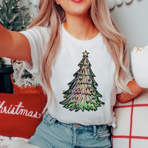 Watercolor Christmas Tree Christmas Graphic Tee