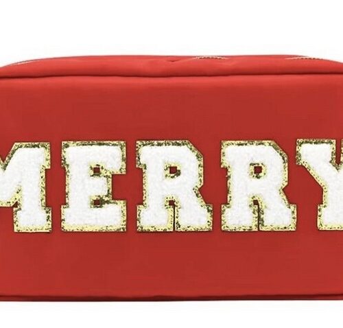 Varsity Collection Nylon Cosmetic Bag- Merry Chenille