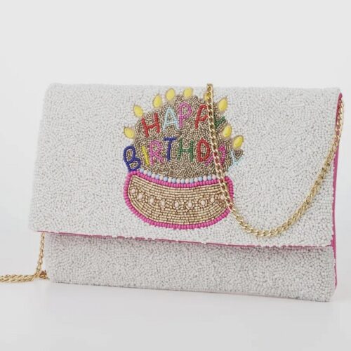Birthday Cake Seed Beads Flap Clutch Bag
