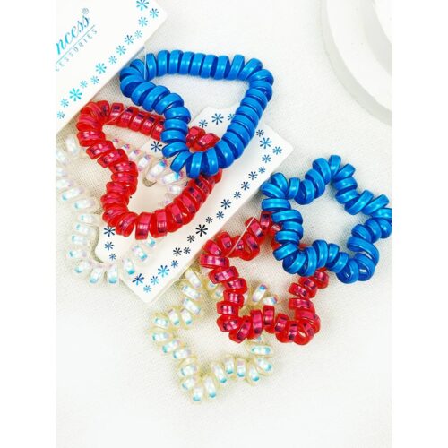 Star and Heart USA Theme Cord Hair Tie Set: MIX COLOR, ONE(12)