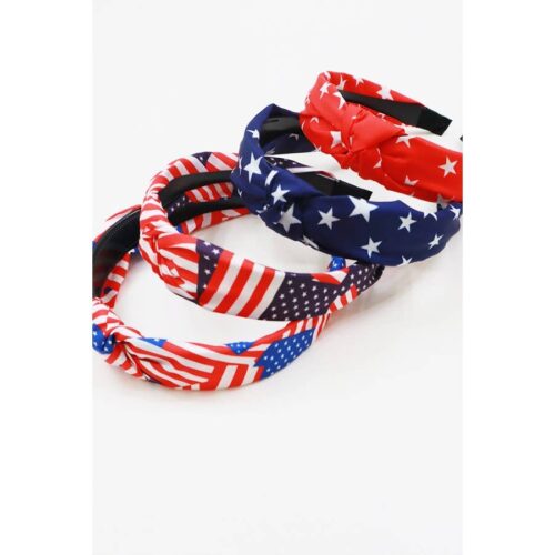 4-Kinds American Patriotic Knotted Headband: MIX COLOR, ONE(12)