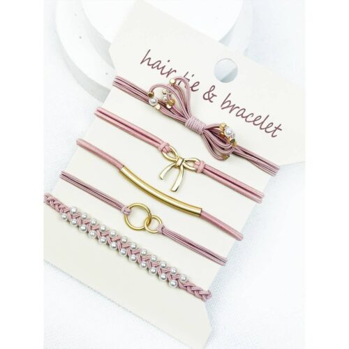 Boho Inspired BOW Theme Hair Tie Bracelets: DUSTY PINK, ONE(6)