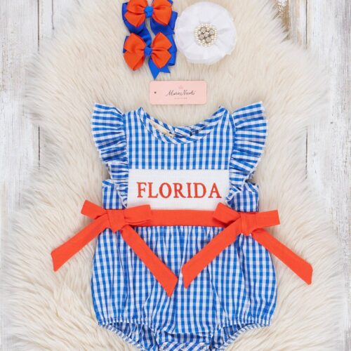 Florida Smocked Gingham Bubble Romper