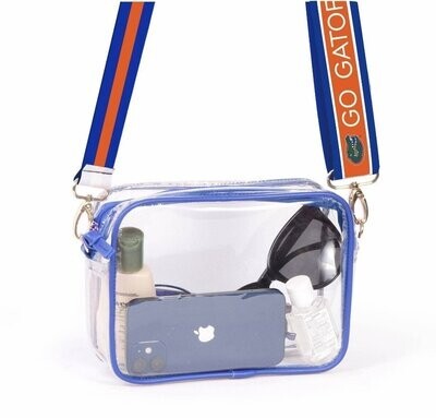 Bridget Clear Purse with Reversible Patterned Shoulder Straps - Florida