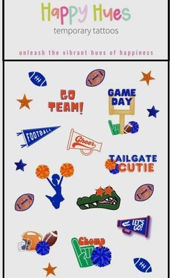 Girly Alligator School Spirit Temporary Tattoos