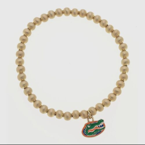 Florida Gators Ball Bead Stretch Bracelet in Satin Gold