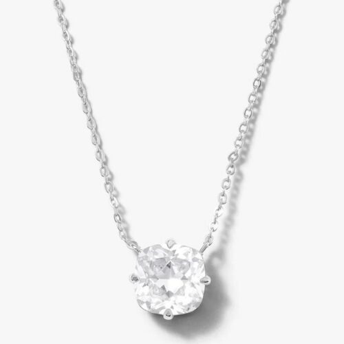 The Monarch Cushion Cut Necklace Silver/White Diamondettes