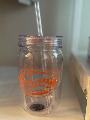 Clear Orange Gator Logo Cup