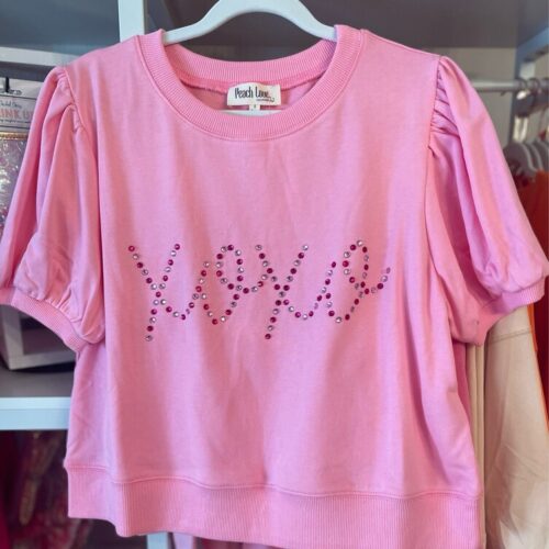 Xoxo Rhinestone Puff Top