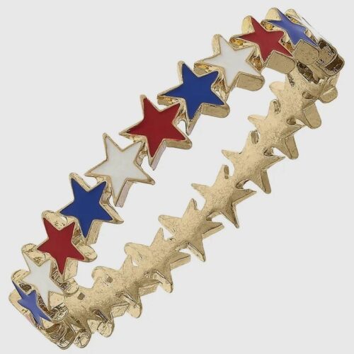 Star Spangled Enamel Hinge Bangle in Red, White & Blue