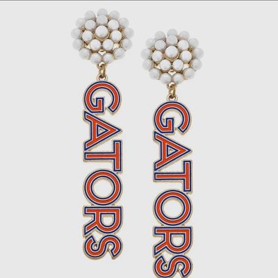 Florida Gators Pearl Cluster Outline Enamel Drop Earrings
