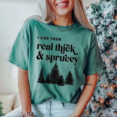 Funny Christmas Shirt Holiday Graphic Tee Sprucey Trees