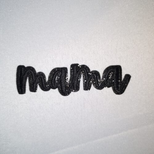 Mama Black Cursive Patch Glitter Trucker Hat Patches Iron On