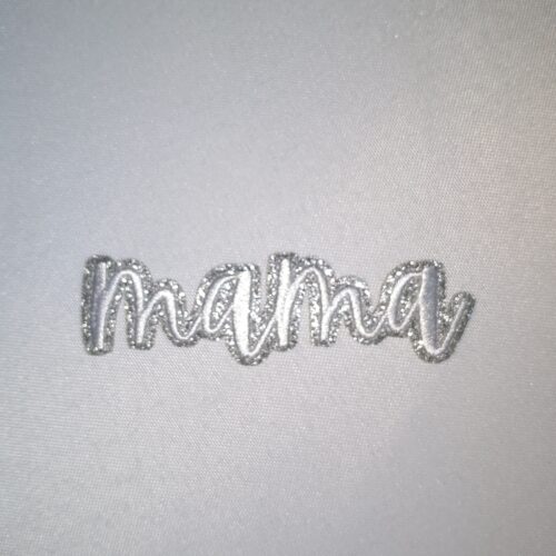 Mama White Cursive Patch Glitter Trucker Hat Patches Iron On