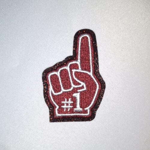Maroon #1 Foam Finger Game Day Trucker Hat Patch Iron On