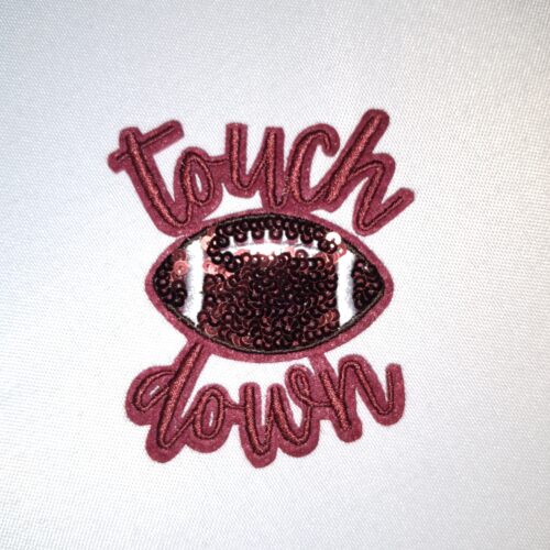 Maroon Touchdown Football Sequins Embroidery Patch Iron On