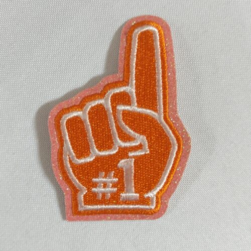 Orange #1 Foam Finger Game Day Trucker Hat Patch Iron On
