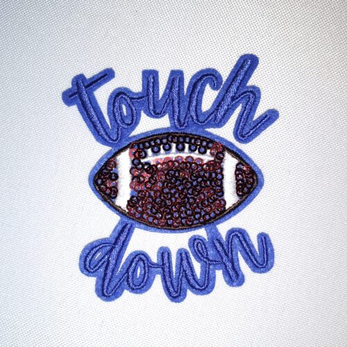 Royal Touchdown Football Sequins Embroidery Patch Iron On