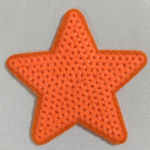 Trucker Hat Patches 3” Orange Sequin Star Patch Iron On