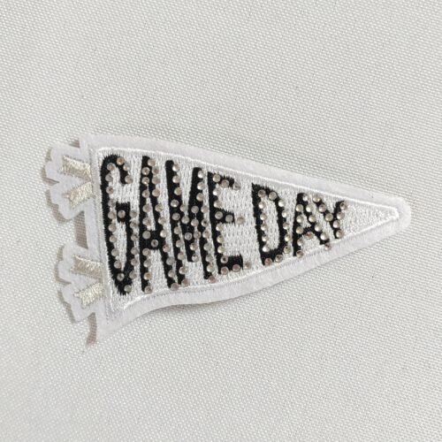 White Game Day Rhinestone Patch Trucker Hat Patches Iron On