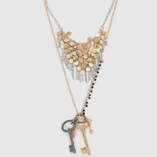 Key Coin Pendant 2PCS Layer Chain Necklace Set