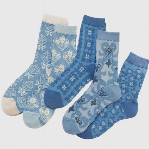 Ladies Vintage Floral Jacquard Socks Set